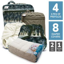 Load image into Gallery viewer, Retro Standard - One Size Prefold Cloth Diaper Bundle - Size 4