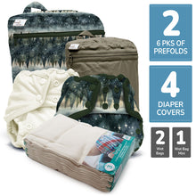 Load image into Gallery viewer, Retro Starter - One Size Prefold Cloth Diaper Bundle - Size 3