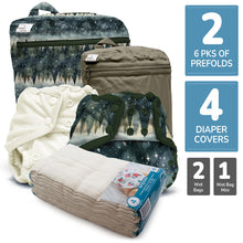 Load image into Gallery viewer, Retro Starter - One Size Prefold Cloth Diaper Bundle - Size 4