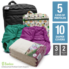 Load image into Gallery viewer, Retro Super - One Size Prefold Cloth Diaper Bundle