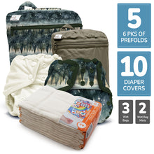 Load image into Gallery viewer, Retro Super - One Size Prefold Cloth Diaper Bundle - Size 2