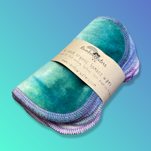 Load image into Gallery viewer, Rainbow Waters Tie Dye Organic Bamboo Cloth Wipes - Mermaid :: 6 pack