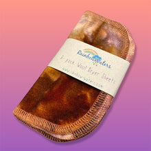 Load image into Gallery viewer, Rainbow Waters Tie Dye Wool Dryer Sheets :: Rust
