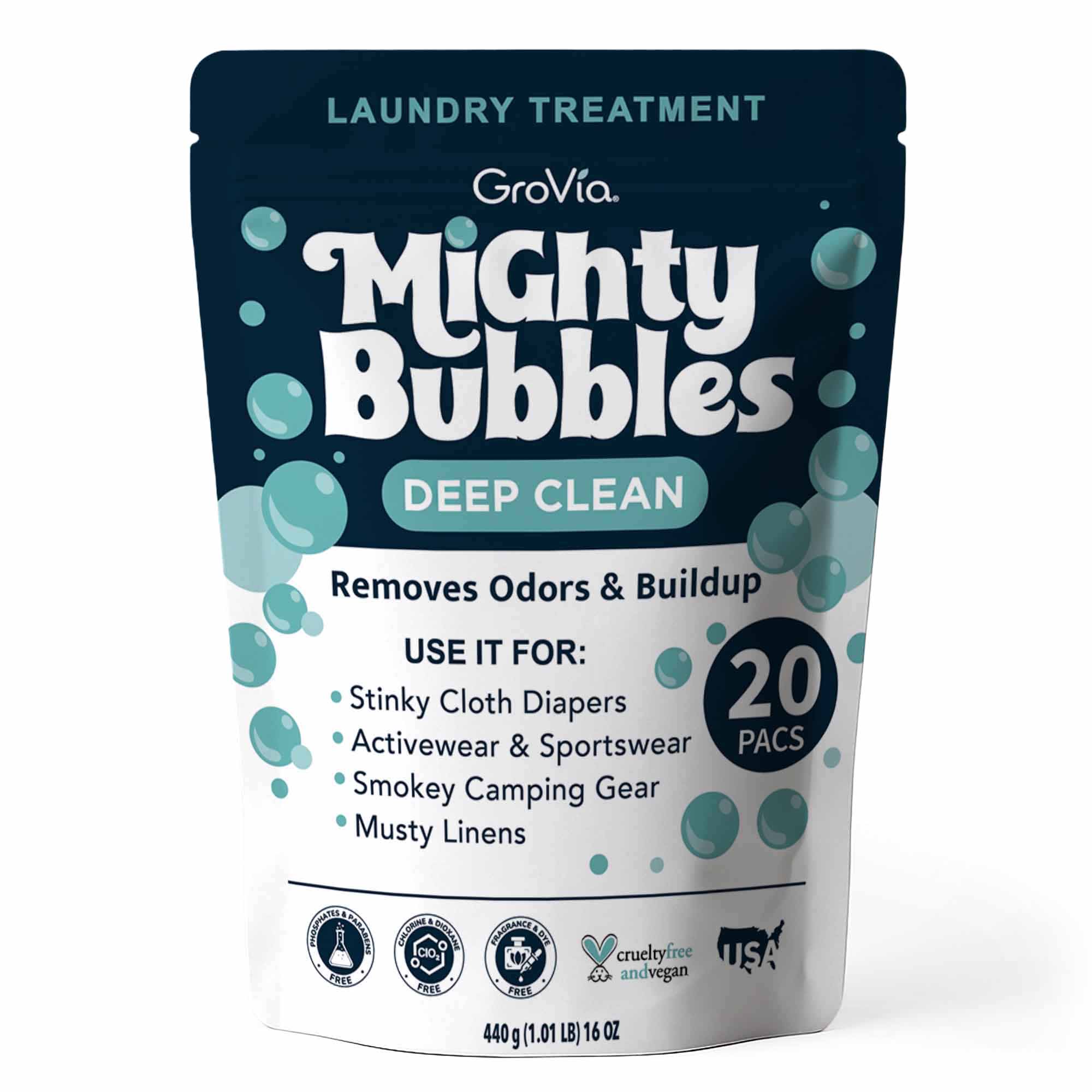 GroVia Mighty Bubbles Laundry Treatment | Deep Clean Odor, Residue