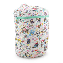 Load image into Gallery viewer, Kanga Care Wet Bag for cloth diapers in print tokiBambino tokidoki with branded zippered storage bag featuring a colorful cartoon character print on a white background, with a mint green zipper.
