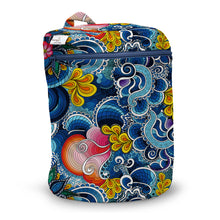 Load image into Gallery viewer, Kanga Care Wet Bag for cloth diapers in the print called Whimsical with a colorful patterned bag on a white background
