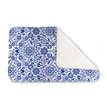 Load image into Gallery viewer, Elskede Changing Pad (Scandanavian inspired print, white with blue designs)

