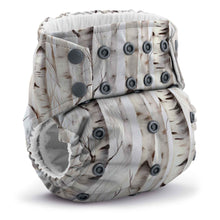 Load image into Gallery viewer, Rumparooz AWJ Cloth Pocket Diaper by Kanga Care in Christmas print called Aspenglow with aspen trees during fall on a white background
