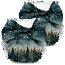 Load image into Gallery viewer, Lil Joey Newborn and preemie AIO cloth Diaper by Kanga Care in Stargazing with a mystical forest and stars
