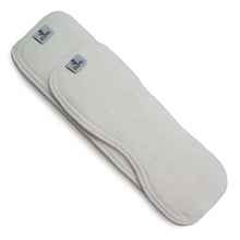 Load image into Gallery viewer, 2 piece Bamboo Terry cloth diaper soaker pad with the one size and newborn inserts stacked together
