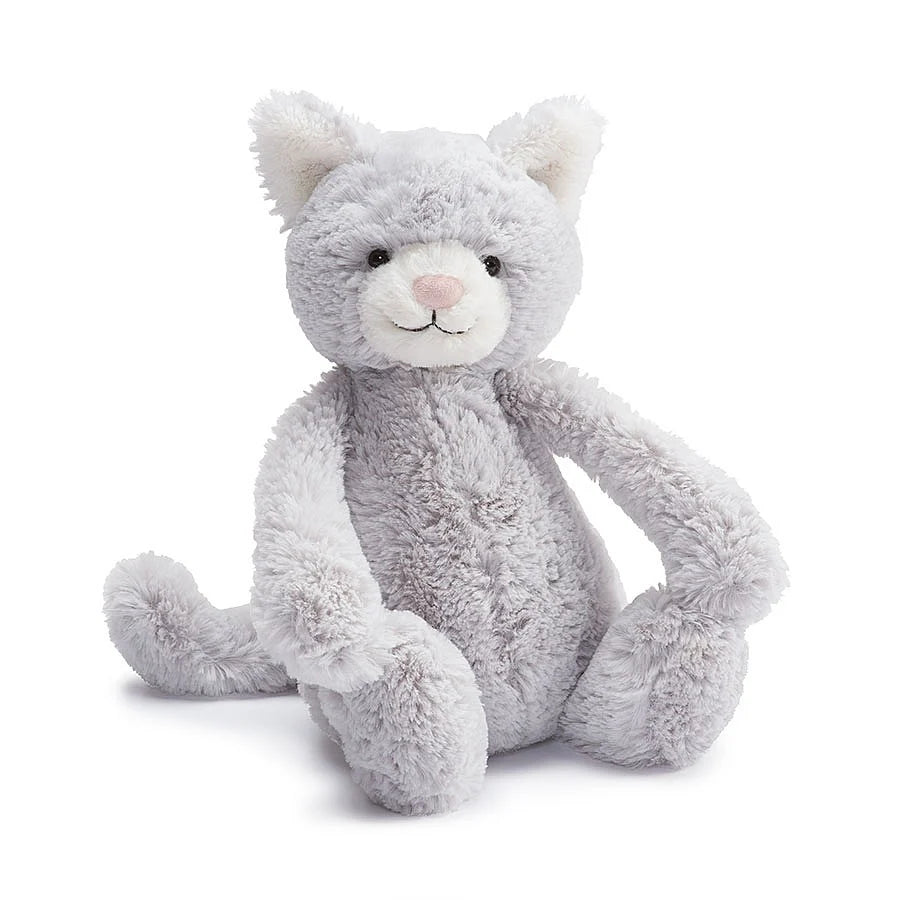 Jellycat Bashful Grey Kitty seated front view