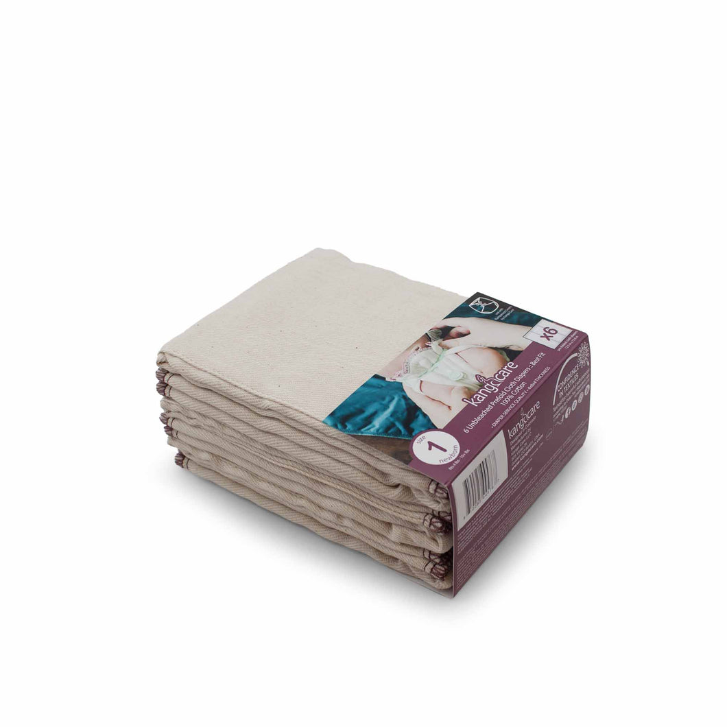 Kanga Care Unbleached Cotton Prefold Cloth Diapers (6 pk) - Size 1 :: Newborn