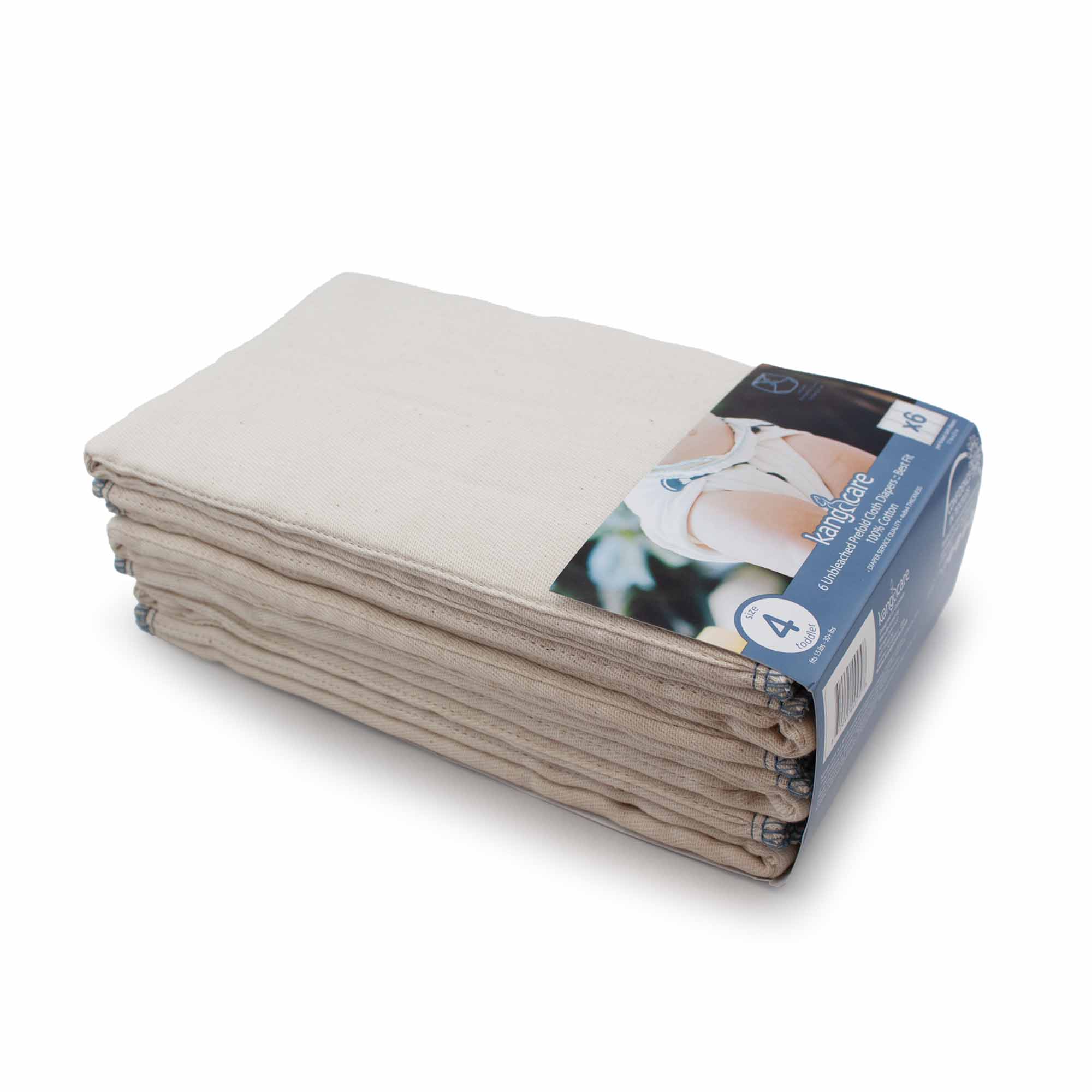 thumbnail image 2 of Prefold Cloth Diaper Regular 4x6x4 - 6 Pack 100% Cotton White Diapers 2 of 5