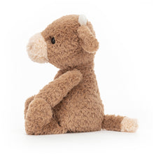 Load image into Gallery viewer, Jellycat Tumbletuft Cow seated side view

