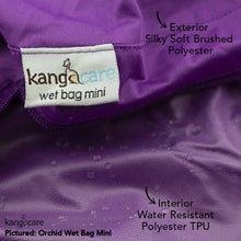 Load image into Gallery viewer, Zoomed in view of an Orchid Wet Bag Mini to show fabric features on the interior and exterior
