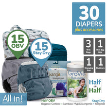 Load image into Gallery viewer, Kanga Care Rumparooz One Size Pocket Cloth Diaper Stay Dry Microchamois Hypoallergenic and Organic Bamboo Velour OBV Bundle with Kanga Care Wet Bag, Wet Bag Mini, Changing Pad and GroVIa BioLiners
