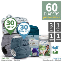 Load image into Gallery viewer, Kanga Care Rumparooz One Size Pocket Cloth Diaper Stay Dry Microchamois Hypoallergenic and Organic Bamboo Velour OBV Twin Bundle with Kanga Care Wet Bag, Wet Bag Mini, Changing Pad and GroVIa BioLiners
