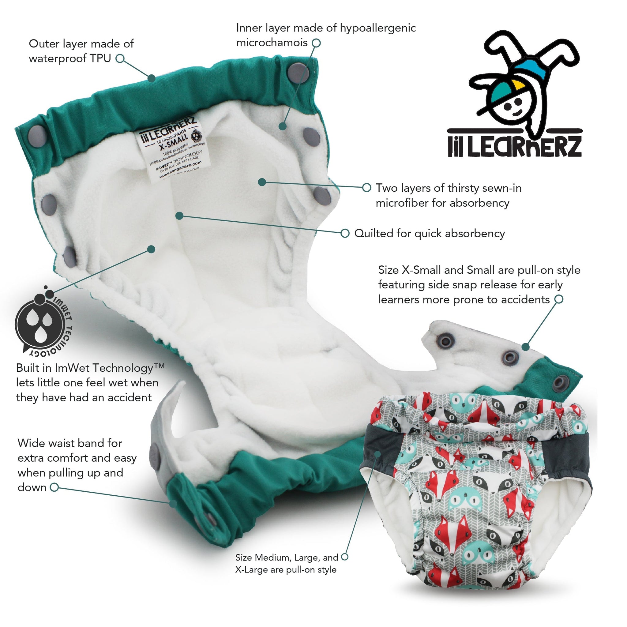 Lil Learnerz Reusable Training Pants Swim Diaper - Medium | Kanga Care