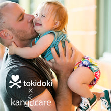 Load image into Gallery viewer, dad kissing toddler who is wearing a TokiCorno Rumparooz
