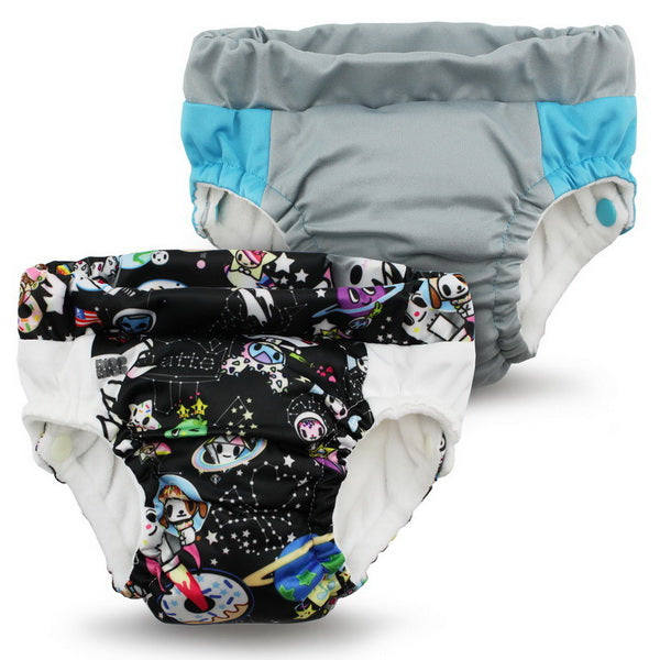 Lil Learnerz Training Pants & Swim Diaper - tokidoki x Kanga Care - tokiSpace & Platinum 2 pack