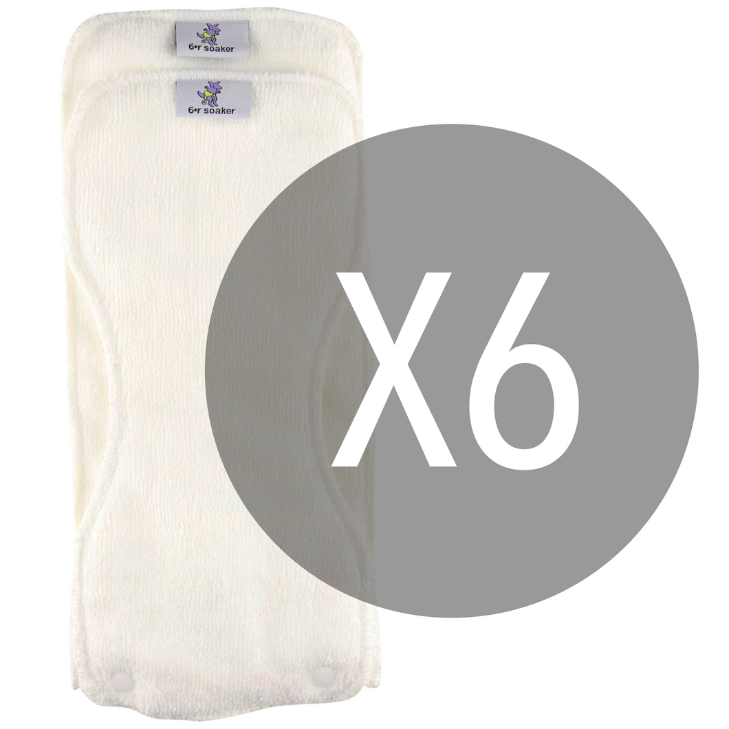 6r Soaker Cloth Diaper Insert - Microfiber 6 pack