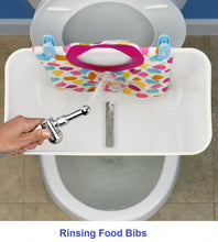 Load image into Gallery viewer, Splatter shield on a toilet with a sprayer - bib
