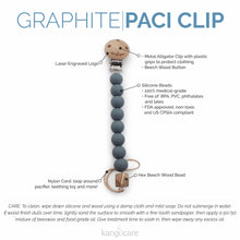 Load image into Gallery viewer, Kanga Care Silicone &amp; Wood Paci Clip - Graphite
