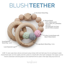 Load image into Gallery viewer, Kanga Care Silicone &amp; Wood Teething Ring - Crocheted - Blush features
