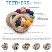 Load image into Gallery viewer, Kanga Care Silicone &amp; Wood Teething Ring - Crocheted features and color line up
