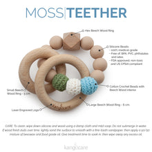 Load image into Gallery viewer, Kanga Care Silicone &amp; Wood Teething Ring - Crocheted - Moss features

