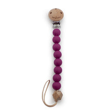 Load image into Gallery viewer, Kanga Care Silicone &amp; Wood Paci Clip - Boysenberry
