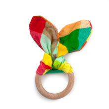 Load image into Gallery viewer, Finn bunny ear teething ring - back view
