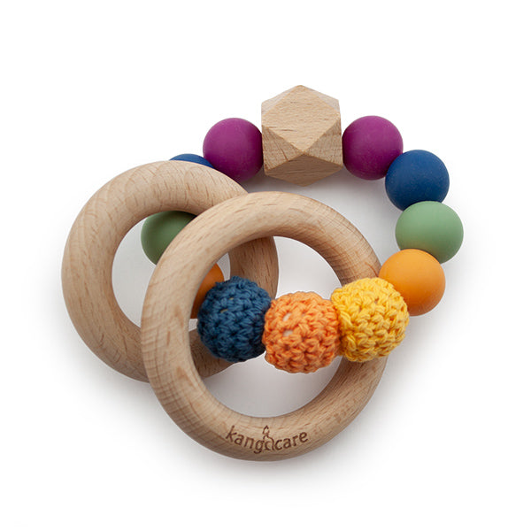 Kanga Care Silicone & Wood Teething Ring - Crocheted - Mod