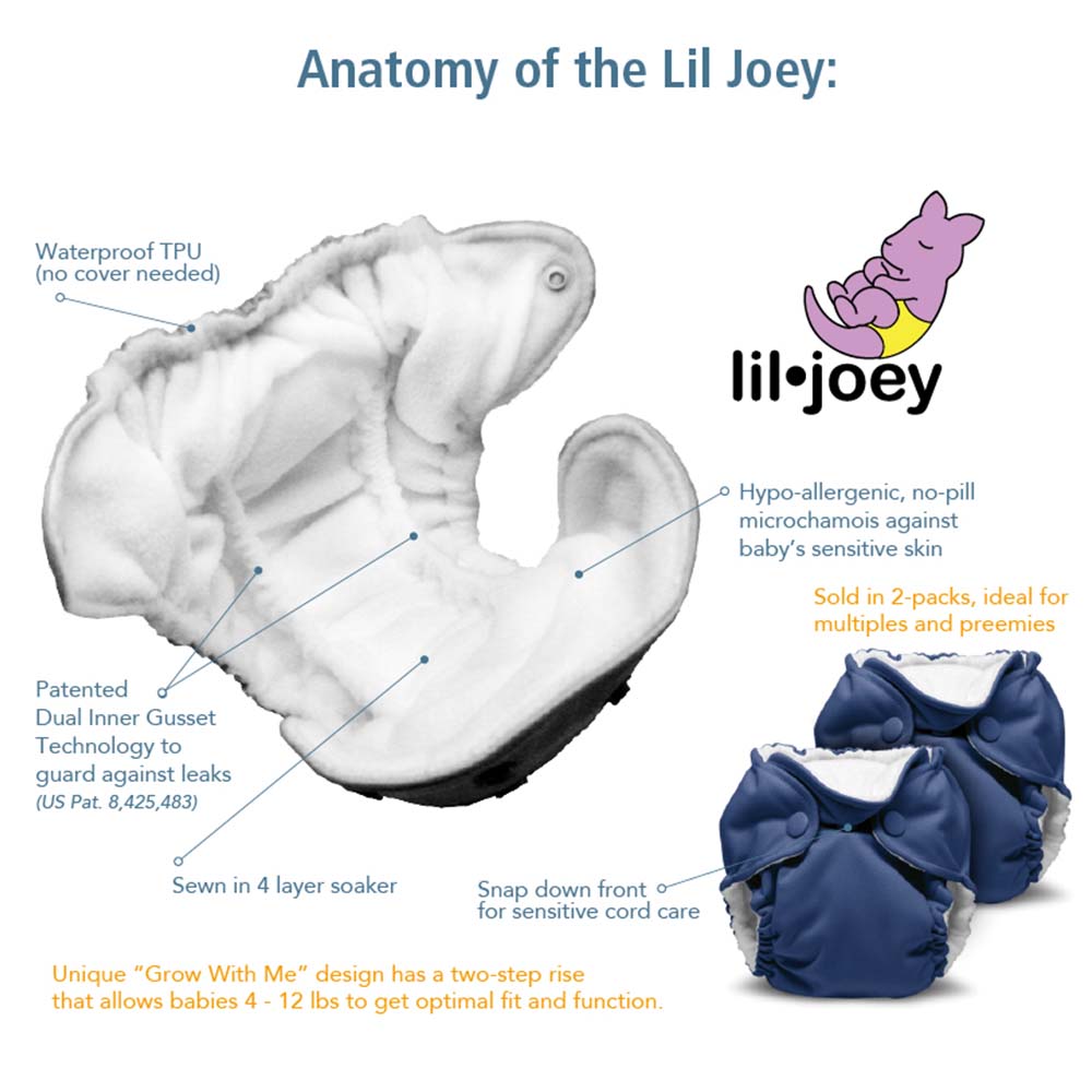 Lil Joey All In One Cloth Diaper (2 pk) Peacock