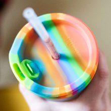 Load image into Gallery viewer, SiliPint rainbow lid with clear straw
