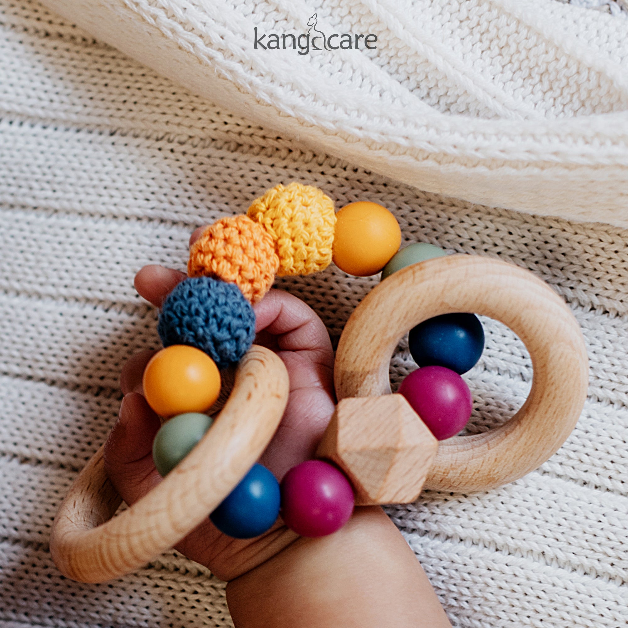 Nuby Silicone And Wood Teething Bracelet - Gray : Target