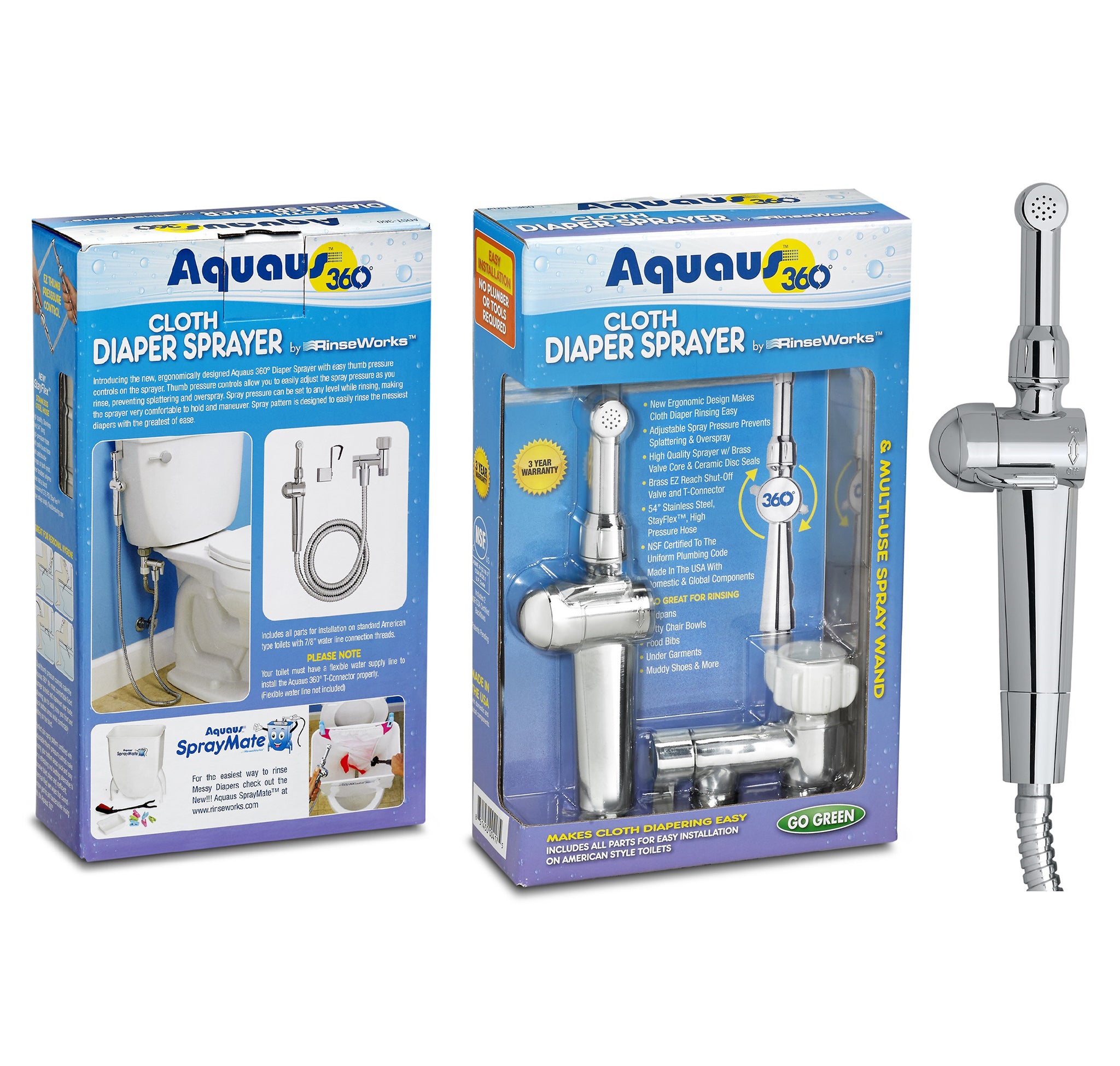 Aquaus 360 Cloth Diaper Sprayer | Toilet Hook-Up