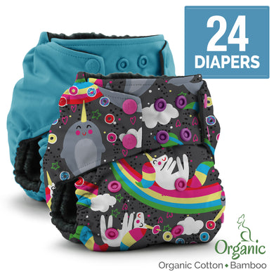 Rumparooz One Size Cloth Diaper Bundle - Organic 24 Pack - YOU pick!
