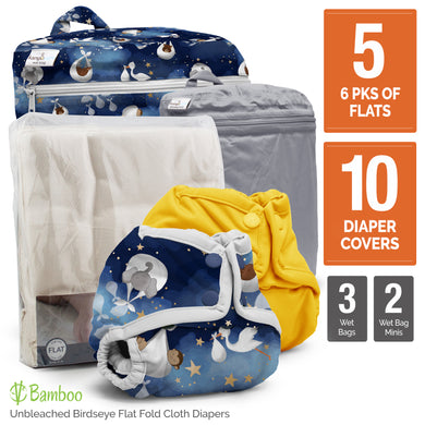 Retro Super - Newborn Flats Cloth Diaper Bundle