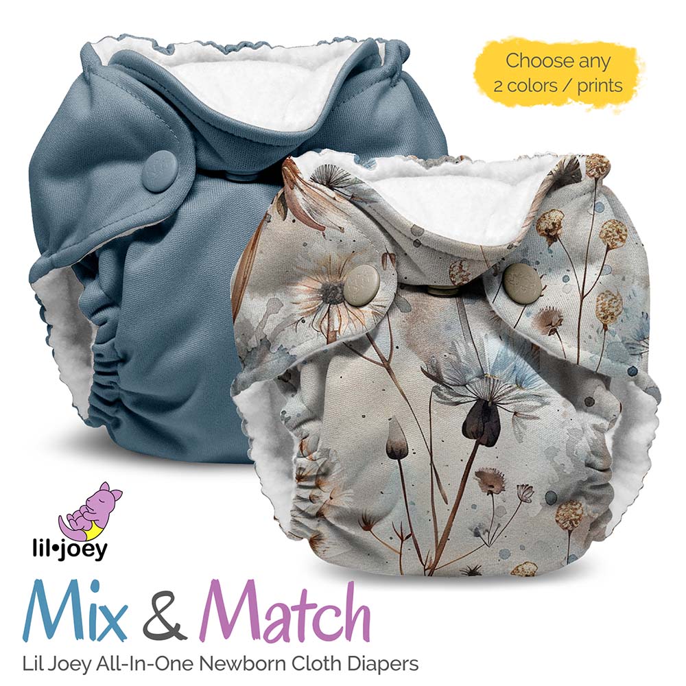 Mix & Match* Lil Joey Newborn AIO Cloth Diaper - colors and prints!