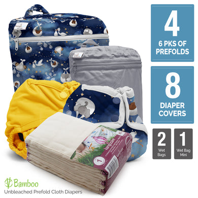 Retro Standard - Newborn Prefold Cloth Diaper Bundle