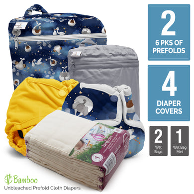 Retro Starter - Newborn Prefold Cloth Diaper Bundle