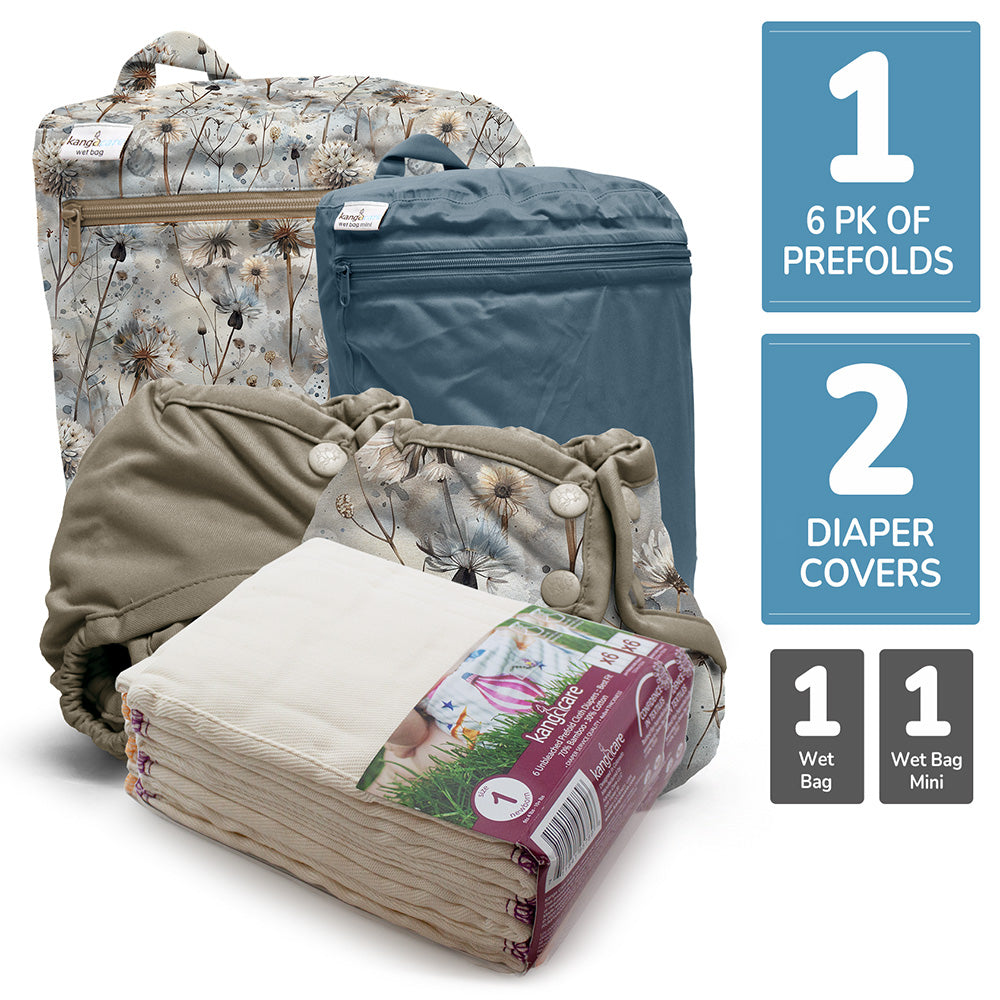 Bamboo Retro Trial Newborn Prefold Cloth Diaper Bundle