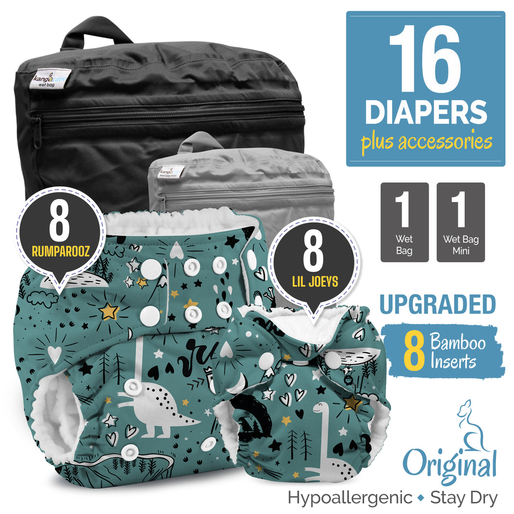 Rumparooz One Size & Lil Joey Newborn Cloth Diapers Starter Bundle with Bamboo