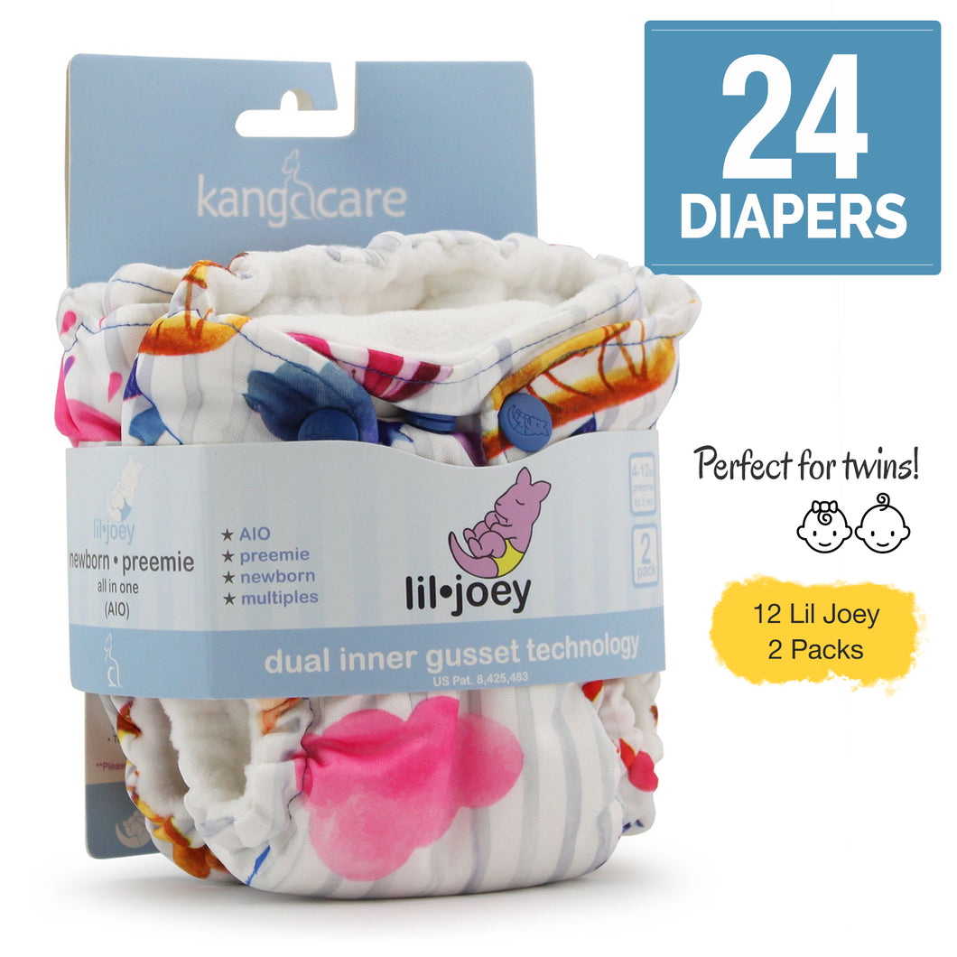 Twins Cloth Diaper Bundle - 24 Lil Joeys Newborn - Basic