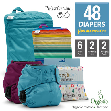 Twins Cloth Diaper Bundle - Organic :: 48 pack+