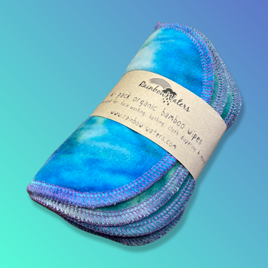 Rainbow Waters Tie Dye Organic Bamboo Cloth Wipes - Mermaid :: 6 pack