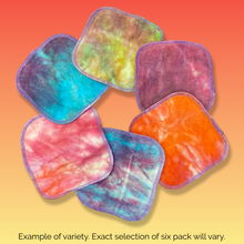 Load image into Gallery viewer, Rainbow Waters Tie Dye Organic Bamboo Cloth Wipes - Rainbow Crayons  :: 6 pack
